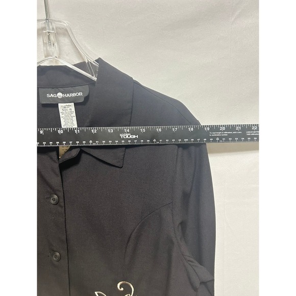 NWT Sage Harbor Black Embroidered Floral Xmas Top Blazer Women Size‎ 16 - Picture 2 of 10